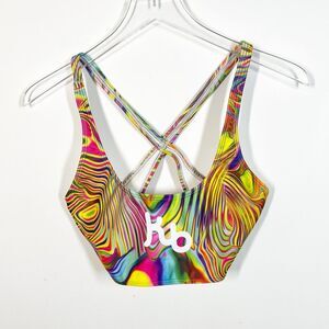 Kauai Bikini Women's Size Medium Yellow Pink Blue Colorful Swirl Bikini Top
